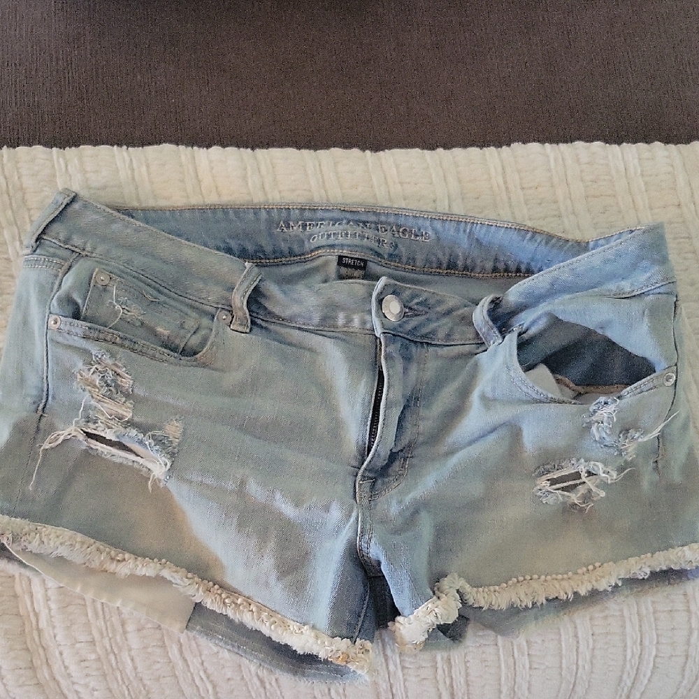 American Eagle Outfitters Blue Jean Shorts Distressed Style
